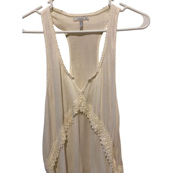 O’Neill Racerback Tank Top Medium Cream White Lace Flowy Cottage Boho Beachy - Picture 3 of 8